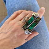 The Fountain Ring - Blue Opal Petrified Wood and Sterling Silver- Finished to Size or as a Pendant