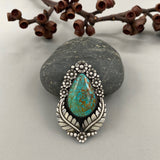 The Garland Ring- Kingman Turquoise and Sterling Silver- Finished to Size or as a Pendant