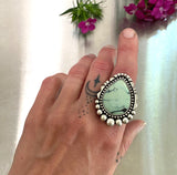 The Halo Ring- Natural Prince Variscite and Sterling Silver- Finished to Size or as a Pendant