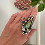 The Hollyhock Ring- Bao Canyon Turquoise and Sterling Silver- Finished to Size or as a Pendant