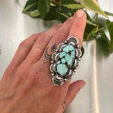 The Hydrangea Ring- Bamboo Mountain Turquoise and Sterling Silver- Finished to Size or as a Pendant