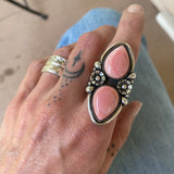 Reserved for Anne-Marie- The Cherry Blossom Ring- Pink Conch Shell and Sterling Silver- Size 9