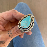Silhouette Ring for Sandrine- Natural Royston Turquoise and Sterling Silver- 6.5