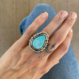 Silhouette Ring for Sandrine- Natural Royston Turquoise and Sterling Silver- 6.5