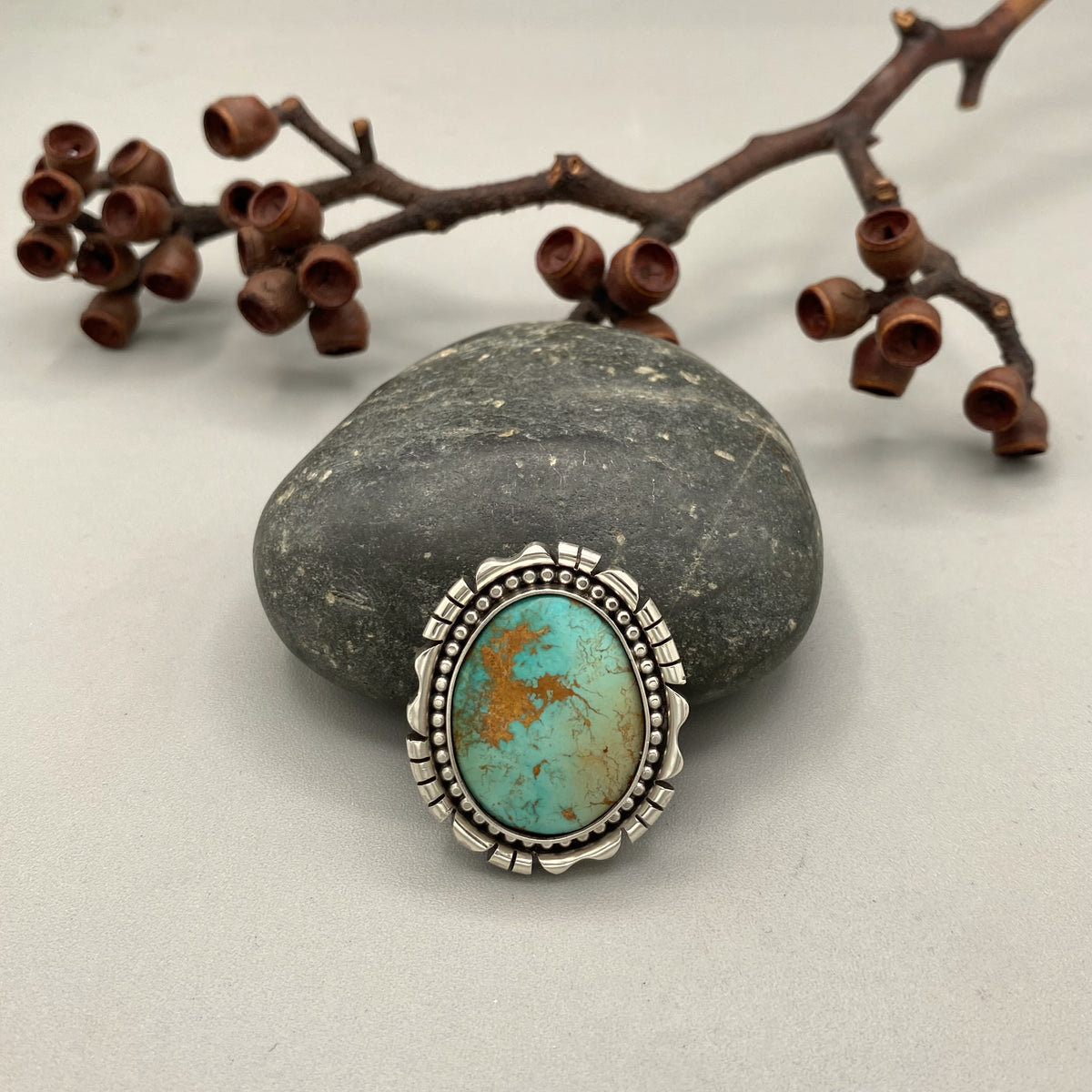 The Sunrise Ring - Natural Pilot Mountain Turquoise and Sterling