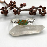 Heavyweight Stamped Cuff- Size M/L- Royston Turquoise and Chunky Sterling Silver Bracelet