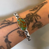 Heavyweight Stamped Cuff- Size M/L- Royston Turquoise and Chunky Sterling Silver Bracelet