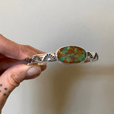 Heavyweight Stamped Cuff- Size M/L- Royston Turquoise and Chunky Sterling Silver Bracelet