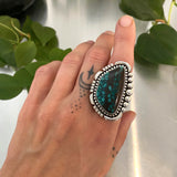The Luna Ring- Bamboo Mountain Turquoise and Sterling Silver- Finished to Size or as a Pendant