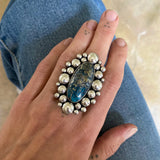 The Morenci II Supernova Ring- Morenci II Turquoise and Sterling Silver- Finished to Size or as a Pendant