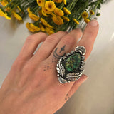 The Nightbloom Ring- Natural Hubei Turquoise and Sterling Silver- Finished to Size or as a Pendant