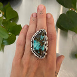 The Oasis Ring- Cloud Mountain Turquoise and Sterling Silver- Finished to Size or as a Pendant