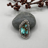 The Oasis Ring- Cloud Mountain Turquoise and Sterling Silver- Finished to Size or as a Pendant