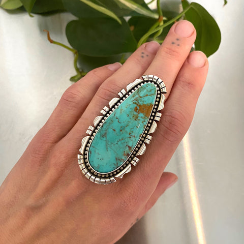 The Palisades Ring- Tyrone Turquoise and Sterling Silver- Finished to Size or as a Pendant
