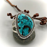 The Poseidon Cuff- Size M/L- Bamboo Mountain Turquoise and Sterling Silver Bracelet