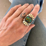 The Phoenix Ring 2- Royston Turquoise and Sterling Silver- Finished to Size or as a Pendant