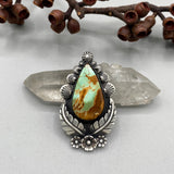 The Flora Ring- Royston Turquoise and Sterling Silver- Finished to Size or as a Pendant