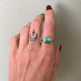 Natural Emerald Valley Turquoise and Solid 14k Gold Ring- Size 8.75 (can be sized up 1/2 size)