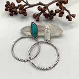The Squiggle Large Hoop Earrings- Turquoise Mountain Turquoise and Sterling Silver- Post Earrings for Pierced Ears