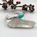 Heavyweight Stamped Cuff- Size L/XL- Royston Turquoise and Chunky Sterling Silver Bracelet