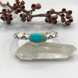 Heavyweight Stamped Cuff- Size L/XL- Royston Turquoise and Chunky Sterling Silver Bracelet