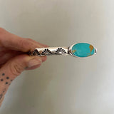 Heavyweight Stamped Cuff- Size L/XL- Royston Turquoise and Chunky Sterling Silver Bracelet