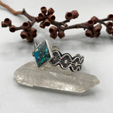 The Zig Zag Cuff- Size XS/S- Morenci II Turquoise/Angel Wing Variscite/Bamboo Mountain Turquoise and Stamped Sterling Silver Bracelet