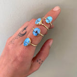 The Soleil Ring- Golden Hills Turquoise and 14k Gold- Size 7