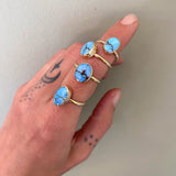 The Soleil Ring- Golden Hills Turquoise and 14k Gold- Size 5.25