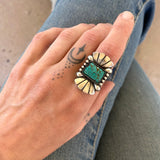 The Phoenix Ring 1- Bamboo Mountain Turquoise and Sterling Silver- Finished to Size or as a Pendant