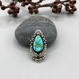 The Nightbloom Ring- Royston Turquoise and Sterling Silver- Finished to Size or as a Pendant