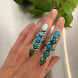 The Turquoise Collector Ring #2- Royston, Golden Hills, Lone Mountain, and Emerald Valley Turquoise and Sterling Silver- Finished to Size or as a Pendant