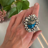 The Blue Lightning Supernova Ring- Blue Lightning Chrysocolla and Sterling Silver- Finished to Size or as a Pendant