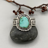 The Silhouette Cuff- Size S/M- Natural Royston Turquoise and Stamped Sterling Silver Bracelet