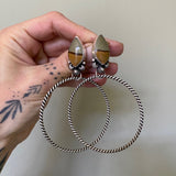 The Desert Road XL Hoop Earrings- Picture Jasper and Sterling Silver- Post Earrings for Pierced Ears