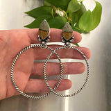 The Desert Road XL Hoop Earrings- Picture Jasper and Sterling Silver- Post Earrings for Pierced Ears