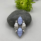 The Dragonfly Ring- Blue Lace Agate and Sterling Silver- Finished to Size or as a Pendant