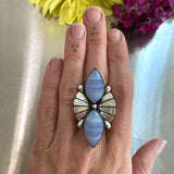 The Dragonfly Ring- Blue Lace Agate and Sterling Silver- Finished to Size or as a Pendant