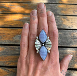 The Dragonfly Ring- Blue Lace Agate and Sterling Silver- Finished to Size or as a Pendant