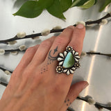The Flora Ring- Natural Royston Turquoise, Sterling Silver, and 14k Gold- Finished to Size or as a Pendant