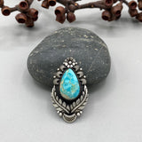 The Nightbloom Ring- Royston Turquoise and Sterling Silver- Finished to Size or as a Pendant