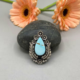 The Garland Ring- Natural Royston Turquoise and Sterling Silver- Finished to Size or as a Pendant