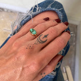Natural Emerald Valley Turquoise and Solid 14k Gold Ring- Size 5.75 (can be sized up 1/2 size)
