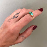 Natural Emerald Valley Turquoise and Solid 14k Gold Ring- Size 5.75 (can be sized up 1/2 size)