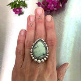 The Halo Ring- Natural Prince Variscite and Sterling Silver- Finished to Size or as a Pendant