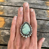 The Halo Ring- Natural Prince Variscite and Sterling Silver- Finished to Size or as a Pendant