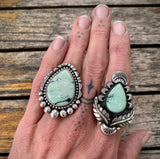 The Halo Ring- Natural Prince Variscite and Sterling Silver- Finished to Size or as a Pendant