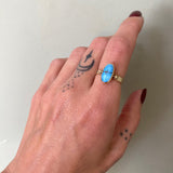 Natural Golden Hills Turquoise and Solid 14k Gold Ring- Size 7.25 (can be sized up 1/2 size)