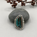 The Luna Ring- Bamboo Mountain Turquoise and Sterling Silver- Finished to Size or as a Pendant