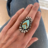 The Moonflower Ring- Natural Royston Turquoise and Sterling Silver- Finished to Size or as a Pendant
